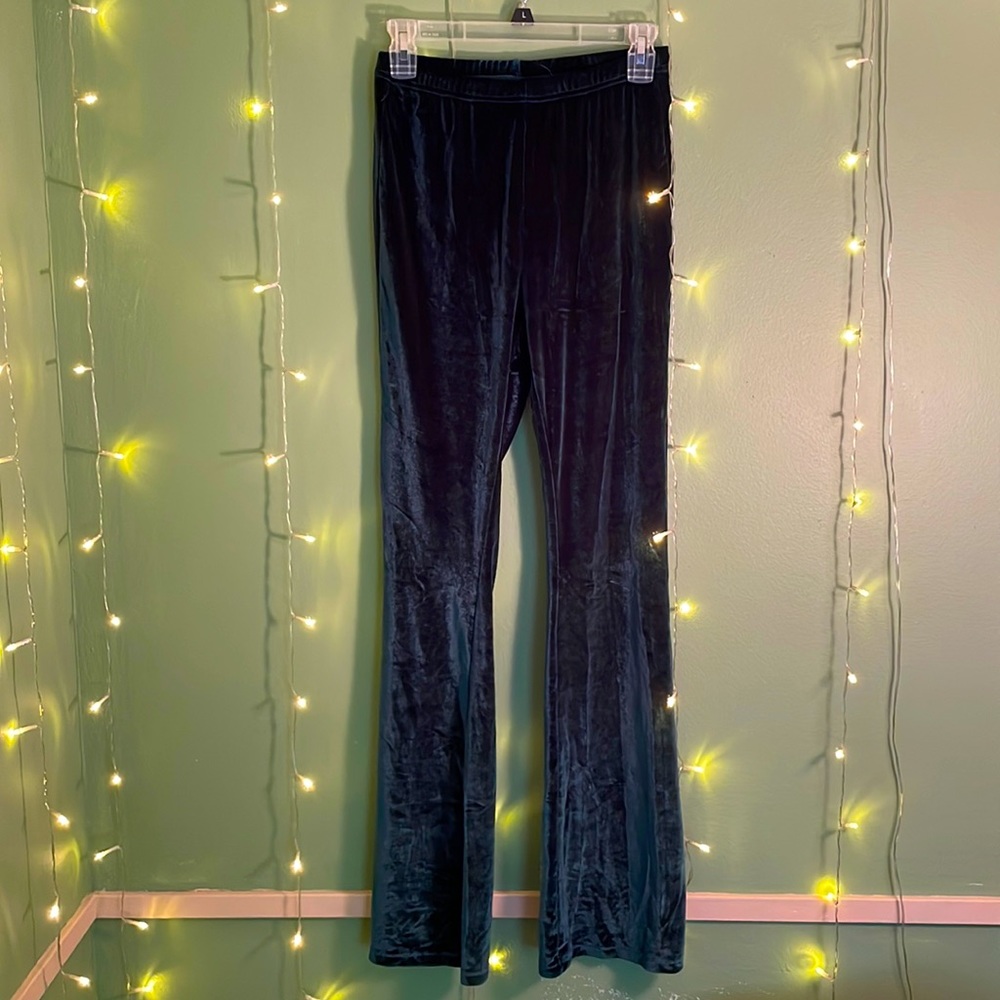 Green Velvet Flare Pants